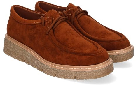 86013 Mocasines de Mujer, Estilo Wallabys, Comodos y Elegantes, Cierre de Cordoneras, Ideales para el Dia a Dia. Camel Talla 36