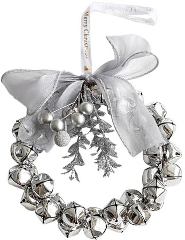 Corona di pino con campane, decorazioni per ghirlanda di Natale - Decorazioni natalizie di ghirlanda di Natale festiva con fiocchi, corona di porta per pareti, finestre, portici