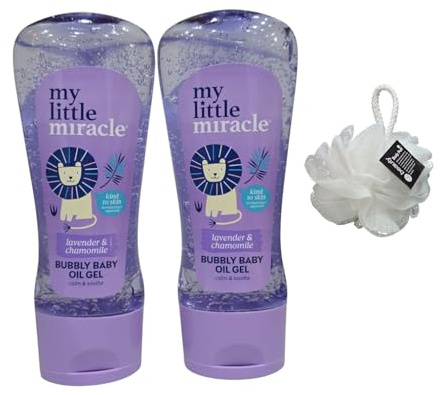 My Líttle Míracle Baby Oil Gel Lavender & Chamomile Soothing Care 200ml, Twin Pack With Free Beauty Body Puff(Any Colour)
