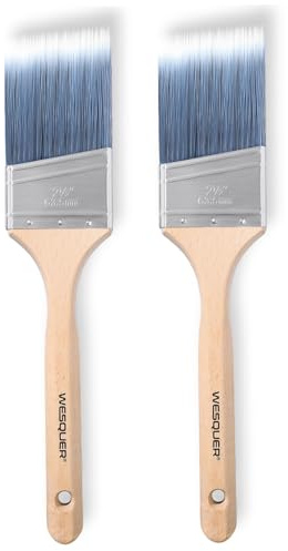 Wesquer Angled Paint Brush 2.5 Inch 2 Pack, Professional Paint Brushes for Walls, Furniture, Cabinets & Edges - No Shedding Synthetic Bristles, Comfort Wood Handle for Oil & Latex Paint