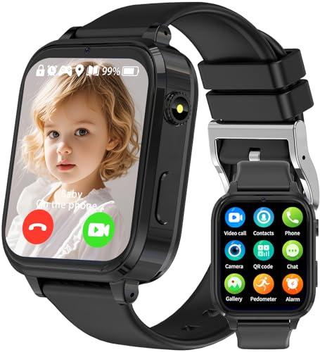 clleylise 4G Reloj Inteligente Niño, Reloj Inteligente Niña, Smartwatch GPS para niños, Videollamada, IP68 Resistente, Voz, Llamada SOS, Juego, Regalos para niños y niñas de 4 a 16 (Black 4g)