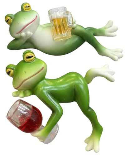Gemuseeee 2 Pack Cute Realistic Resin Frog Figurine Garden Statues for Yard Pond Edge & Flower Pot Decoration