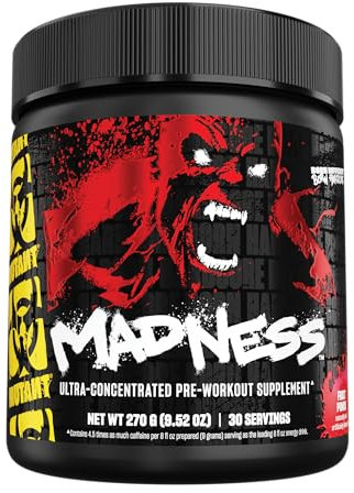 MUTANT Madness | Ultra-Concentrated Pre-Workout Supplement | 360mg Caffeine, 4g Pump & Performance Blend, Beta-Alanine, Energy & Focus | 30 Serving | Fruit Punch