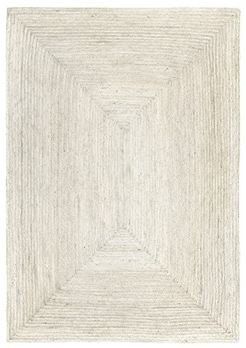 HAMID - Jute Teppich Elfenbein, Alhambra Teppich Handgefertigt Jute 100% Naturfaser de Jute, Wohnzimmer, Esszimmer, Schlafzimmer, Flurvorleger, Farbe Elfenbein (160x230cm)