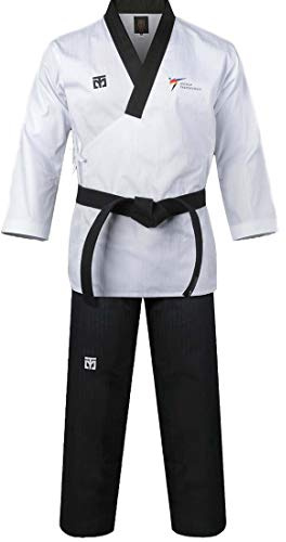 MOOTO Korea Taekwondo Poomsae Uniform WT Logo Taebek Dan MMA Martial Arts Karate Judo Kick Boxing (160(Height:160~169cm)(5.24~5.54ft), 1. Male)