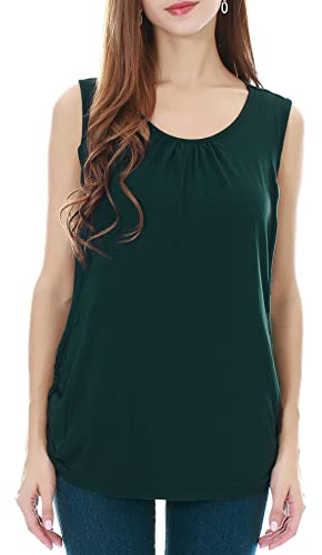 Smallshow Women's Maternity Nursing Tank Top Summer Sleeveless Breastfeeding Clothes,Deep Green,S