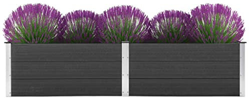 vidaXL Hochbeet Pflanzkübel Gartenbeet Blumenbeet Pflanzkasten Kräuterbeet Blumenkasten Pflanzkasten Gemüsebeet Pflanzbeet 250x100x54cm WPC Grau