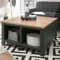 Lomadox Landhaus Couchtisch Beistelltisch mit Klappe, in grün mit Wotaneiche, B/H/T: 92/48/92cm