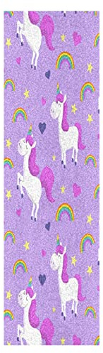 Mnsruu Lila Einhorn Babypferd Skateboard Griffband Sandpapier Griptape Rutschfestes Blasenfrei Blatt 1 Stück Longboard Aufkleber Scooter 22,9 x 83,8 cm