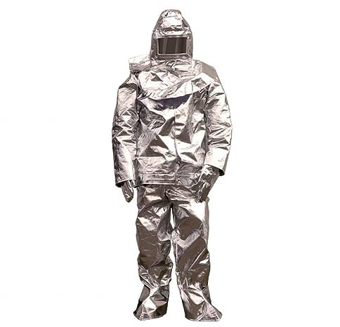 Traje Protección contra Incendios Traje Resistente Calor Traje Aluminizado Resistente Calor Papel Aluminio Mina Carbón, Pozo Petróleo, Mina, Planta Química,1000°-180-185cm