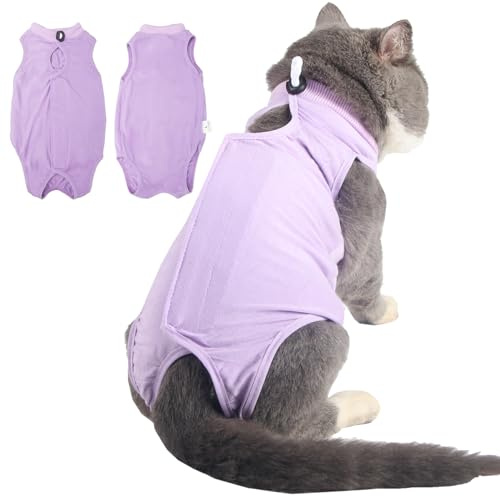 Kodervo Cat Surgery Recovery Suit, Kitten Surgical Full Bodysuit for Abdominal Wound Protector Anti Licking After Surgery, Professional Cat Surgical Suit E-Collar Alternative for Male & Female Pets