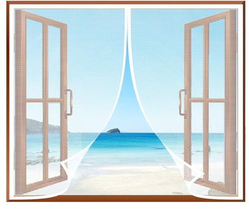 Insect Protection Roller Blind 55x60cm Insect Protection Window Curtain Magnetic Automatic Closing for Balcony Door Living Room,White