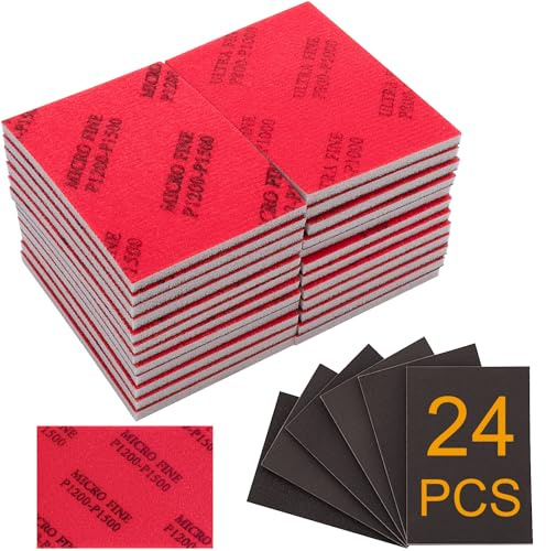 24 Pcs 320-2500 Grit Sanding Sponge Set, Ultra Fine Foam Sanding Pads, Wet Sanding Paper, Sanding Sponges for Wood, Drywall Sanding Sponge, Soft Foam Sand Block for Model, Metal, Furniture Polishing