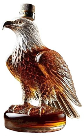 Carafe à whisky en verre en forme d'aigle - 13 cm - Décoration en cristal - Avec bouchon