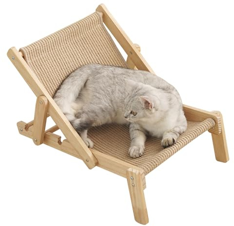 Hobngmuc Sillón De Sisal para Gatos - Cama Rascadora Elevada con Cojín Extraíble, muebIe para Gatos De Interior, Rascador Multifunción Y Lugar De Descanso