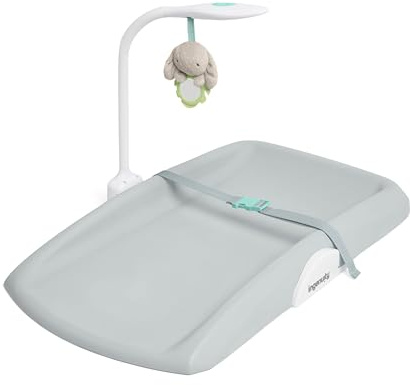 Ingenuity, Day & Night Table à Langer Sylvi – Avec Veilleuse à Lumière Rouge pour un Meilleur Sommeil, Nettoyage Facile, 0 Mois+