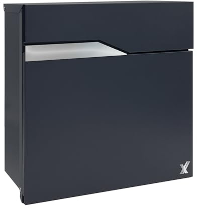 ALUBOX NETTUNO Cassetta Postale Da Esterno Moderna Con VANO XL PER PACCHI DI PICCOLE E MEDIE DIMENSIONI 37x37x11 CM Cassetta Posta Con Portanome da Incedere (ANTRACITE)