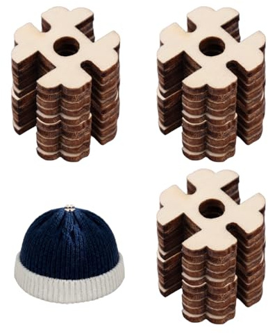 100pz Bottoni Pompon Cappelli, Bottoni Rimovibili Legno Fatti Mano Berretti Porta Pompon Pelliccia Sintetica Chiusure Berretti Lavorati Maglia Decorazioni Artigianali Fai da Te Accessori