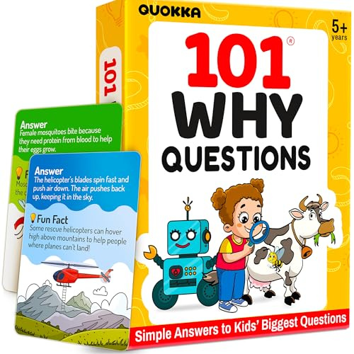 Flash Cards for Kids and Teens - Kids Card Games Age 5-8 | 101 WHY Flashcards with Fun Facts - Educational Toys with Science, Nature, Space, Body Topics - Family Card Games for Holiday