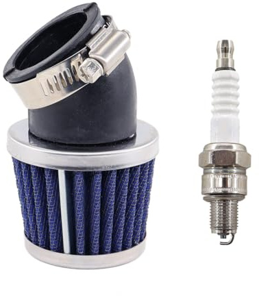 MCHNIC 34mm 35mm 36mm Air Filter for 50cc 70cc 90cc 110cc 125cc Motorcycle | ATV Quad Scooter Gokart Moped Pit Dirt Pocket Mini Bike Baja DR50 45 Degree Angled Spark Plug