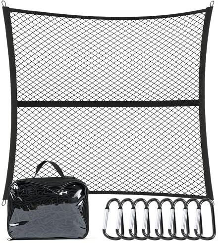 efuturetime Red Maletero Coche Extensible 120 × 120 cm, Capa Simple | hasta 210 × 210 cm, de Equipaje de Carga con 8 Ganchos de Metal, para Camión, Autocaravana