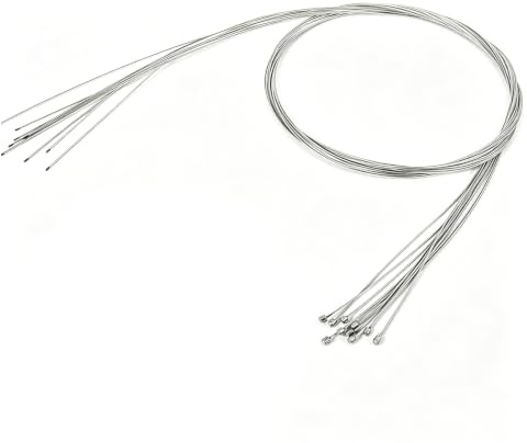 10pcs Bike Gear Cable Set with 10 End Caps, Anti-Fraying 2m Universal Cycle Derailleur Inner Wire, Galvanised Steel Shift Cables Compatible with Shimano SRAM 7 Speed Shifter Lever