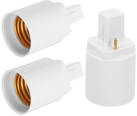 BESTYASH Adattatore a per Versatile Pbt Nichelato Rame Ignifugo Design e Base Lampadina G24d 2 E27 Pin 3 Pezzi per Ufficio e Negozio