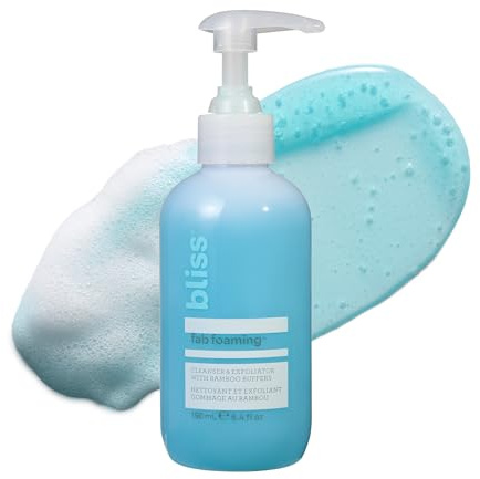 Bliss Fab Foaming 2-In-1 Cleanser and Exfoliator with Bamboo Buffers - 6.4 Fl Oz - Oil-Free Gel Face Wash - Makeup Remover - Vegan & Cruelty Free