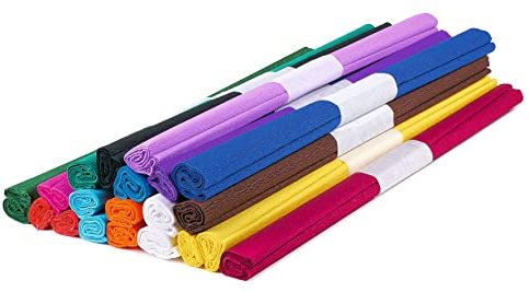 VBS XXL Krepppapier bunt 200x50cm Mega Pack 20 Stück Bastelpapier Kreppband Papierbasteln Papier DIY