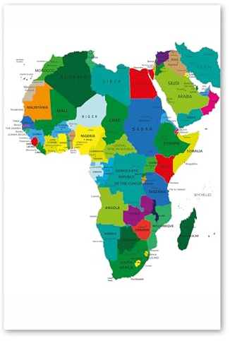Postereck - 0936 - Political Map, Africa, Middle East, Countries, Continent – Wall Art, Educational Print, Classroom Decor - 3:2-36 x 24 in