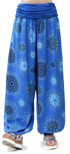 Glamexx24 Dam XXL, lätta pumpbyxor, haremsbyxor, fritidsbyxor, sommarbyxor, byxor med många mönster, 13090, Kungsblå, M/L
