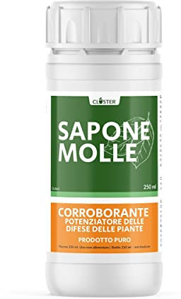 CLOSTER Sapone Molle di Potassio per Piante Puro (250ML) - Corroborante che Potenzia le Difese Naturali delle Piante Contro Parassiti Insetti- Prodotto Italiano per Giardino Orto Frutteto Fiori Piante