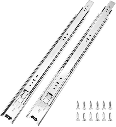 6 Pairs of 20 Inch Hardware 3-Section Full Extension Ball Bearing Side Mount Drawer Slides,100 LB Capacity Drawer Slide