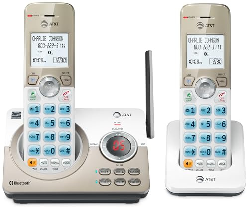 AT&T DL72219 DECT 6.0 2-Handset Cordless Phone for Home with Connect to Cell, Call Blocking, 1.8 Backlit Screen, Big Buttons, intercom, and Unsurpassed Range