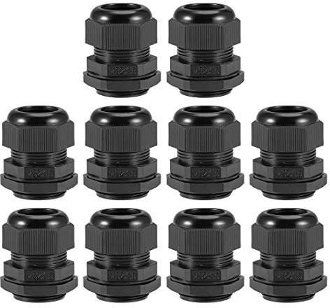 sourcing map 10Stk.16mm-21mm M32x1,5 Kabelverschraubung Wasserdichtes Kontermutter mit Unterlegscheibe Schwarz