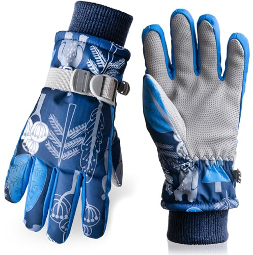 Vagasi Kids Waterproof Gloves Winter Cold Weather Fleece Lined Thermal Warm Thick Snow Ski Cycling Glove Winter Ski Gloves for 3-10 Boys Girls Toddler Outdoor Running Skating Hiking Walking