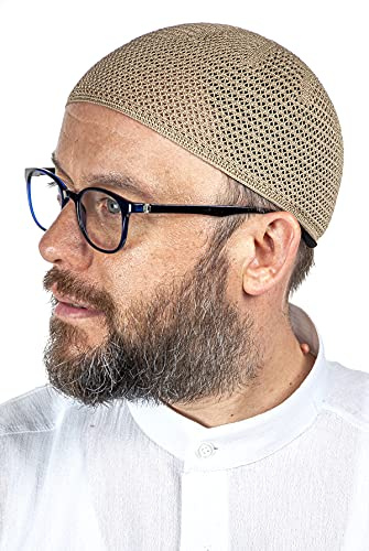Chapeaux Kufi en tricot de qualité supérieure pour homme, taqiya, takke, peci, casquettes islamiques, cadeaux islamiques, taille standard, marron, Taille unique