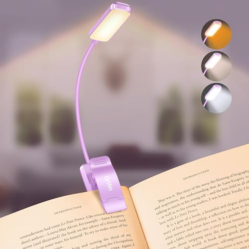 Gritin Luce per Lettura Libri a Letto, 9 LED con Clip Ricaricabile