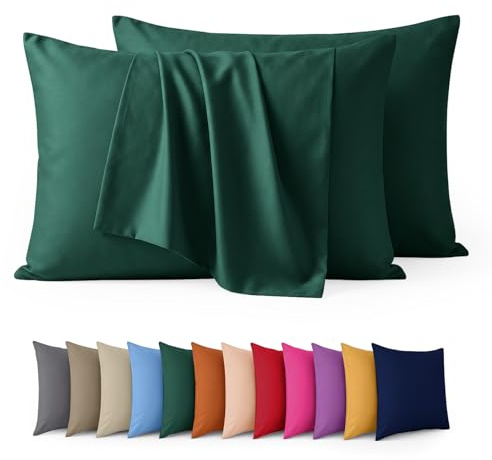 Aspire Homeware Pillow Cases 2 Pack – 100% Brushed Microfiber Emerald Pillowcases Super Soft Envelope Closure Pillow Cover (50x75cm)