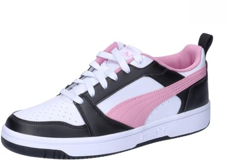 PUMA Rebound V6 Low Unisex Sneaker , Black Pink Lilac White, 40.5 EU