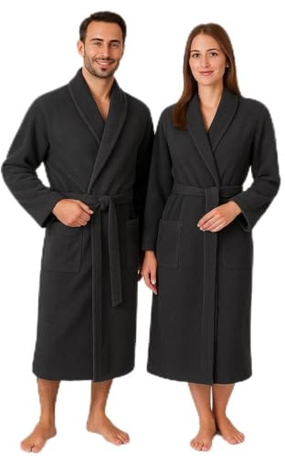 Betz Bademantel mit Schalkragen aus 100% Baumwolle – Frottee Saunabademantel für Damen & Herren – kuschelig, saugstark & lang – Serie Berlin Farbe graphit Größe L/XL