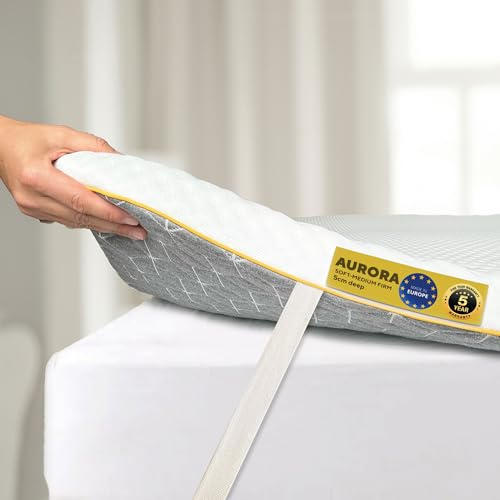 Brightr® Matratzentopper 90x190cm H1/H2 – 2-in-1 Wende Topper, Wählen Sie Ihre Härtegrad – Linderung bei Rücken-, Hüft- und Schulterschmerzen – WaveComfort™- und FortiCell™-Technologie