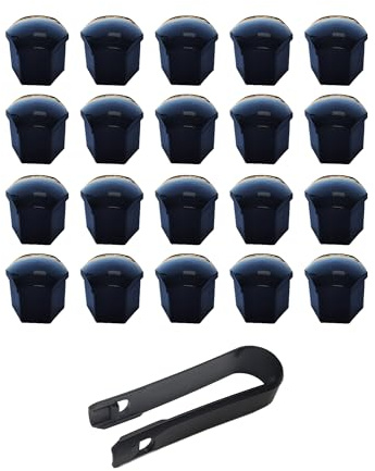 VSREI 20 Piezas 19mm Tapas para Tuercas de Rueda Tapones para Tornillos de Coche - Kit de Tapones para Tuercas de Rueda de Coche Rueda Cubierta de Neumático con Extractor (Negro)