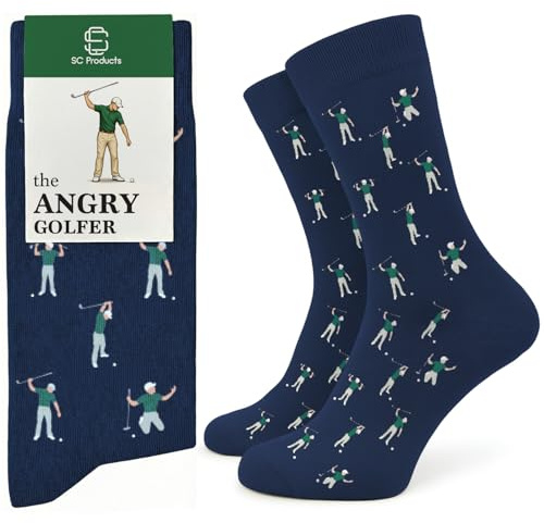 SC Products Chaussettes amusantes pour golfeur en colère, cadeaux de golf drôles pour homme | Taille 6-12 Chaussettes de golf en coton, cadeaux drôles pour homme | Cadeaux de Secret Santa, cadeaux de