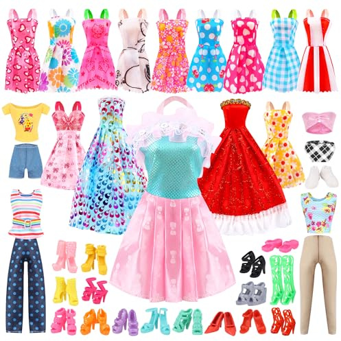 35 Pezzi Vestiti e Accessori per Bambole da 11,5 Pollici Include 2 abiti da sposa 3 top Pantaloni 2 capi di abbigliamento alla moda 10 gonne corte 1 bikini 17 paia di scarp
