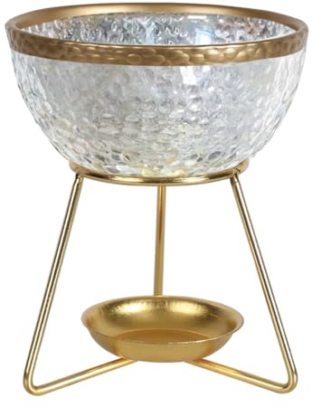Woodbridge Teelicht Duftlampe | Bowl Clear - 11 cm | Aromalampe aus Glas & Metall | für Duftwachs & ätherische Öle | stilvolles Wohnaccessoire in Gold