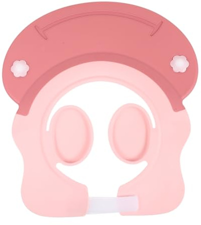 BRIGHTFUFU Badehaube mit Ohrenschutz aus Wasserdichtem Tpe Leichter Verstellbarer Shampoo schutz für Junge Mädchen und Kleinkinder Schützt Augen und Ohren Beim Haarewaschen Flexibel und