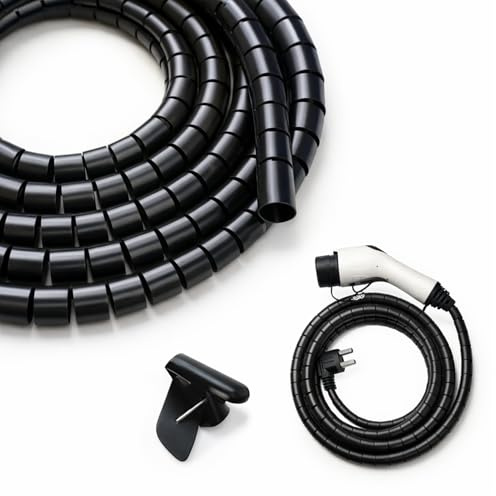 WHLZYEVA EV Charger Cable Protector, 27FT Heavy Duty Wire Loom