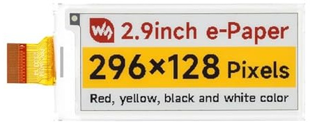 TUOPUONE 7.4 cm Raw E-Paper Display (G), E-Ink Display, 296x128, Rot/Gelb/Schwarz/Weiß, SPI Interface