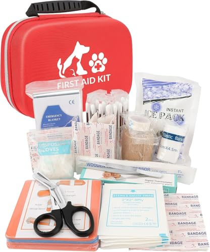 Kit 84 Pièces de Premiers Secours Pour Chien et Chat,Trousse Premier Secours Complete Pour Animaux de Compagnie,Kit de Premiers Secours Pour Les Soins à La Maison et Pour Les Urgences en Voyage en
